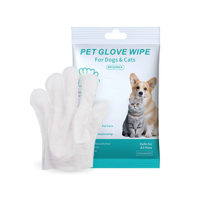 Glove cleaning wipes for pets