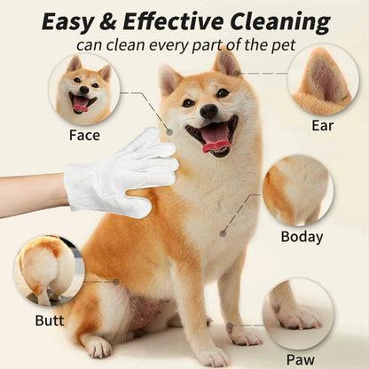 Glove cleaning wipes for pets
